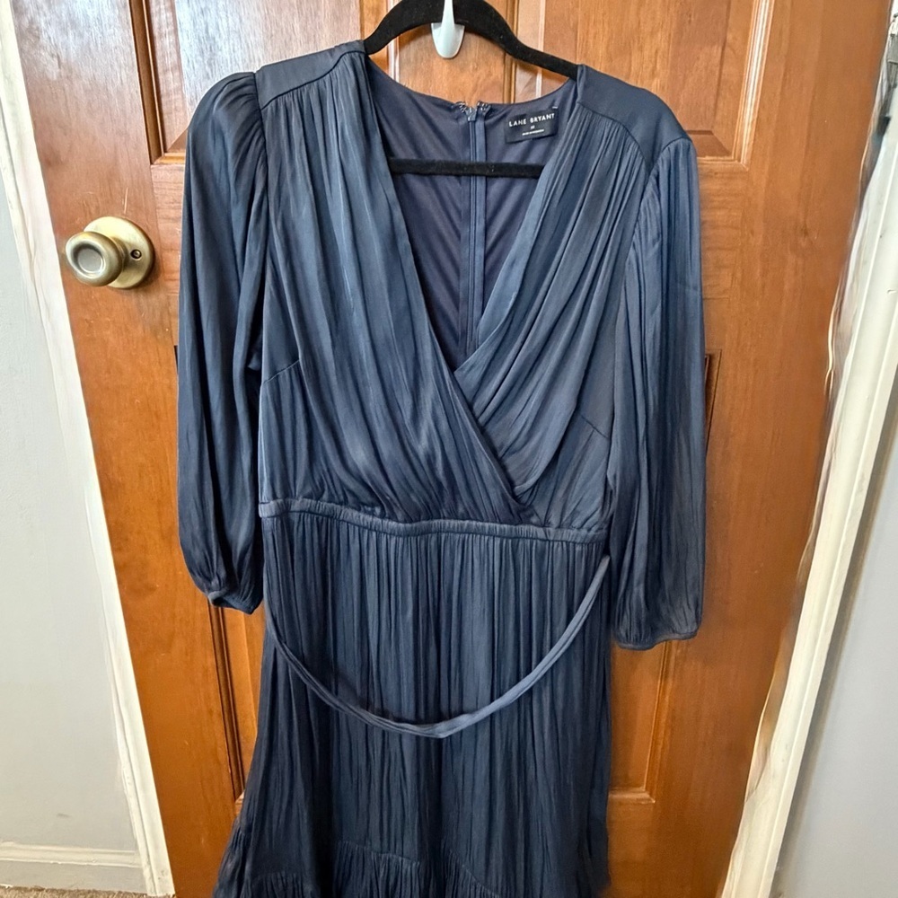 Lane Bryant Charcoal/Blue Long Sleeve Dress - Picture 2 of 5